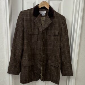 Chaus Dark Brown Plaid Women's Blazer